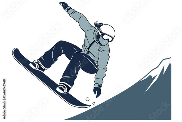 Fototapeta Snowboarder on Half Pipe Illustration