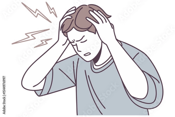 Fototapeta Stressed Man with Headache Pose