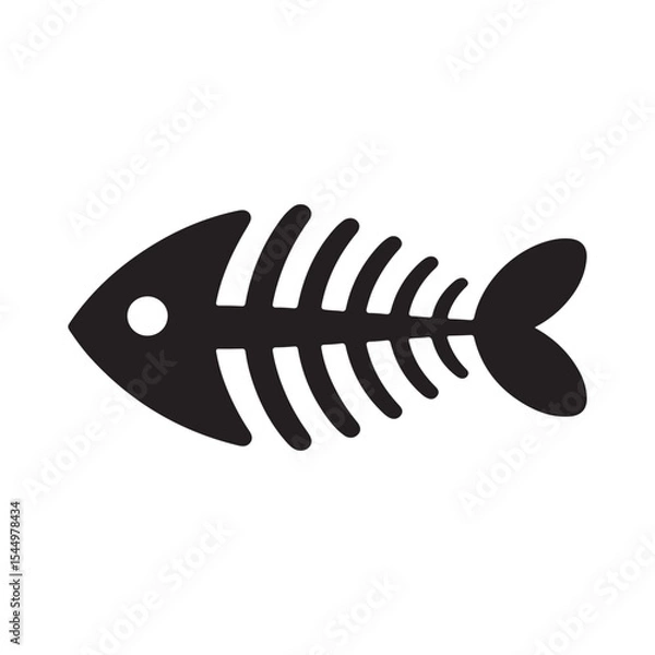 Fototapeta vector illustration of a cartoon fish bone