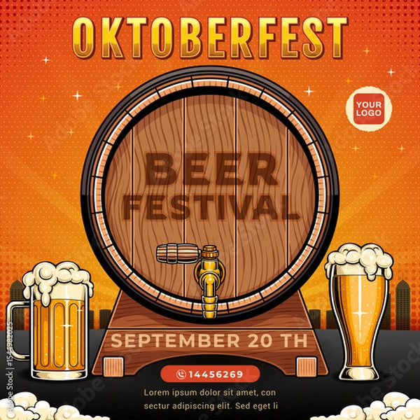 Fototapeta Post Design for Oktoberfest festival event