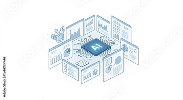 Obraz AI Data Processing System Isometric Illustration