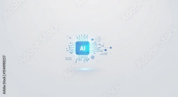 Obraz AI Microchip Circuit Board Glowing Light Abstract Technology Background