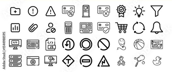 Fototapeta Black Line Icon Bundle Four Diverse Symbols Collection