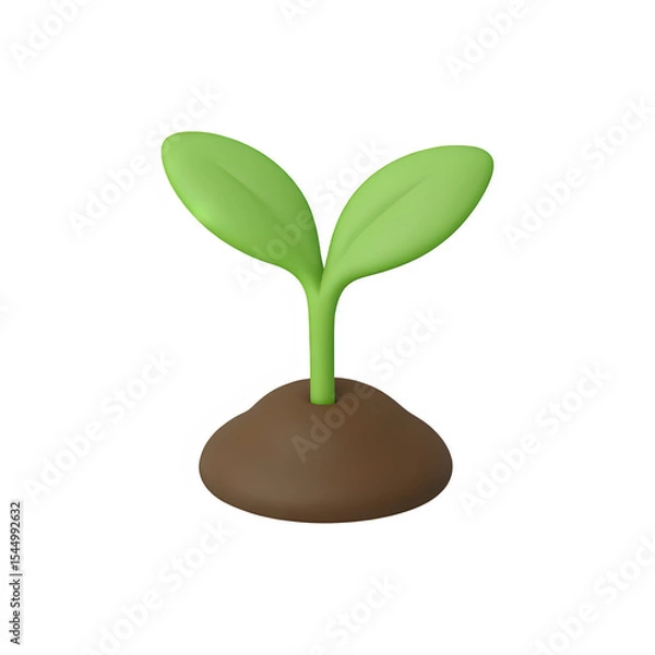 Fototapeta 3d plant sprout icon isolated on transparent background. Growth and nature concept