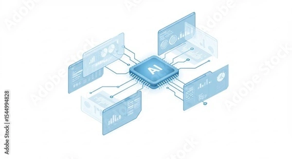 Obraz Isometric AI Network Data Processing System