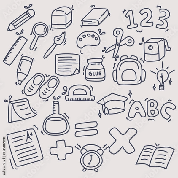 Obraz Set Of Doodle back to school element