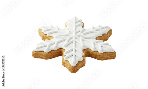 Obraz Snowflake Cookie: A delicious snowflake cookie, adorned with intricate icing details, sits as a tempting treat. Perfect for the winter holidays.