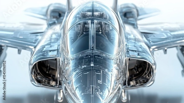 Fototapeta Transparent Aircraft Cockpit with Advanced Materials Technology