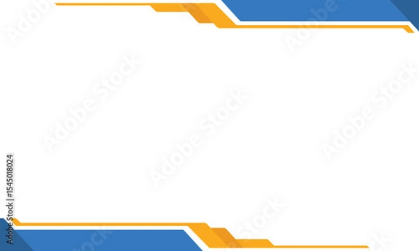 Obraz Modern abstract border background with blue and orange geometric shapes on a white canvas. Ideal for presentations, certificates, banners, and professional digital templates.