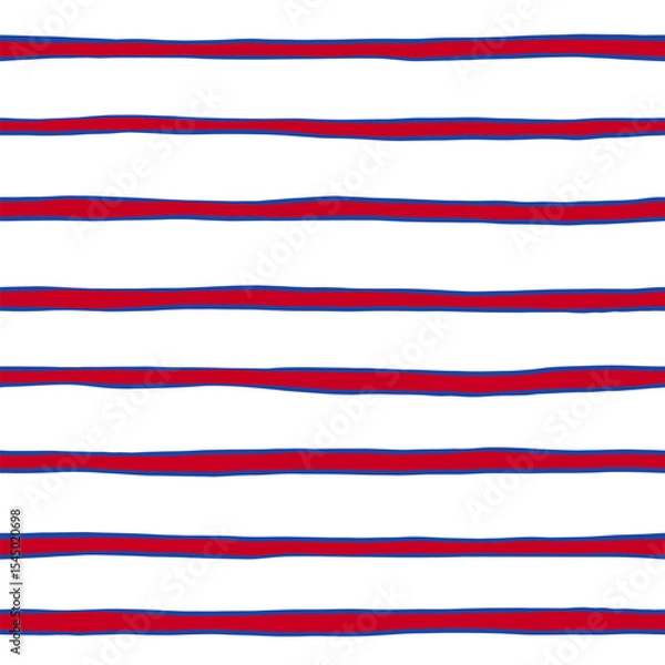 Fototapeta Red and blue seamless vector pattern. Hand drawn lines background