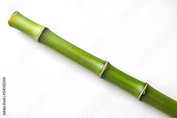 Fototapeta Vibrant Green Bamboo Stalk Section Displayed on Clean White Backdrop in Sharp Studio Lighting