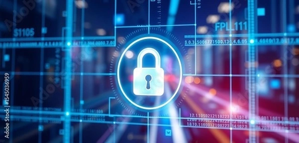 Obraz Sleek, modern smart lock icon graphic on digital screen,  protection,  display