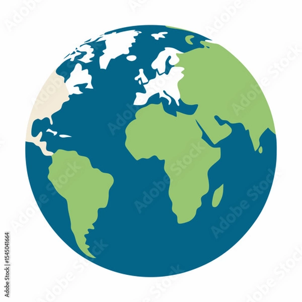 Fototapeta Earth globe spherical model vector icon on white background.