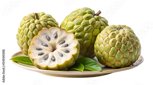 Fototapeta Delicious and Fresh Custard Apples on a Plate, Ready to be Enjoyed