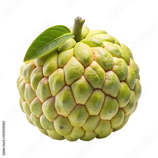 Fototapeta Close up studio shot of a ripe sugar apple with its leaf