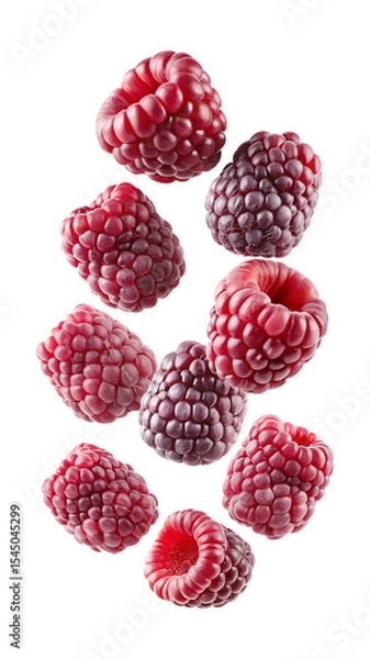 Fototapeta A beautiful arrangement of fresh raspberries, displaying their vibrant colors and textures