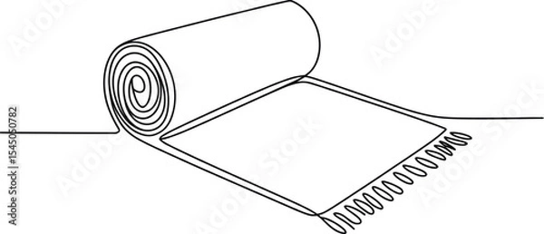 Fototapeta continuous line drawing of yoga mat on white background. Vector illustration