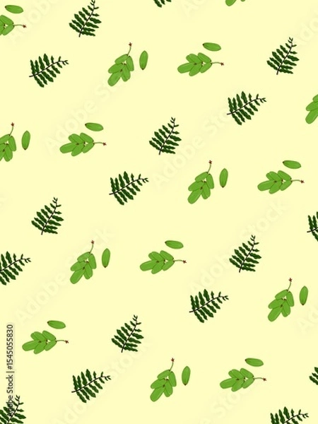 Fototapeta seamless pattern with leaves and bilimbi fruit