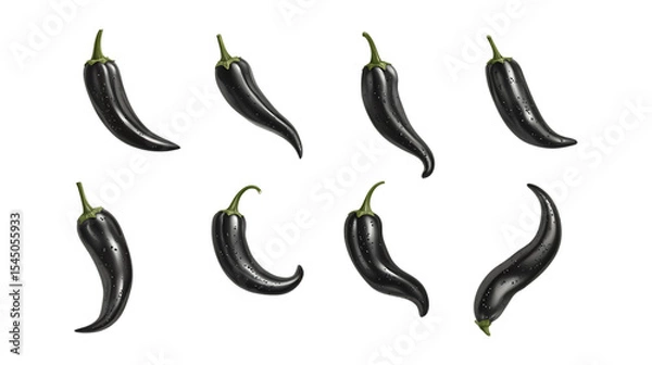Obraz Dark Purple Chili Peppers A Collection of Graphics On Transparent Background