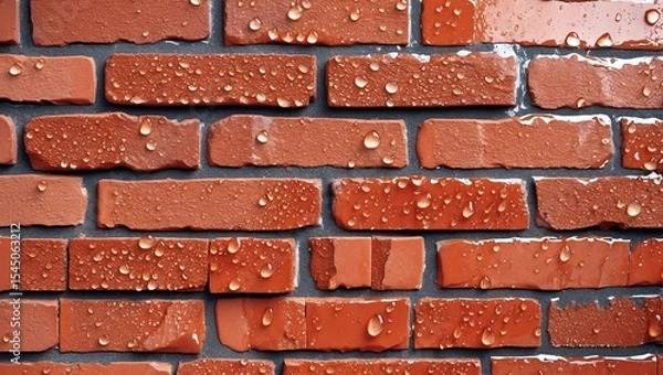 Fototapeta . A natural stone covered with a protective liquid from moisture and mold. Protect the stone from moisture. Drops of water on a rock. Hydrophobicity 