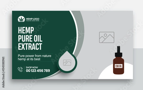 Obraz Hemp product CBD oil youtube thumbnail and web banner template design