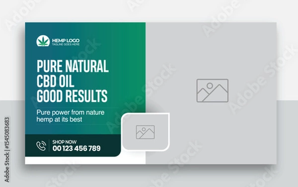 Obraz Hemp product CBD oil youtube thumbnail and web banner template design