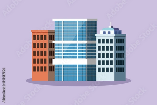 Obraz Sky Building Concept. Colored flat vector illustration isolated