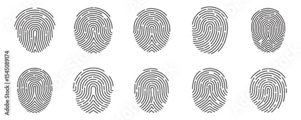 Obraz set of finger print fingerprint lock secure security logo vector icon