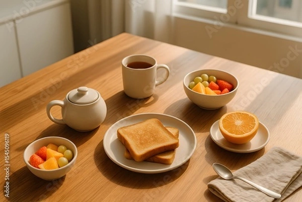 Obraz Home breakfast setup in minimalist kitchen