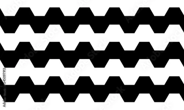 Fototapeta Hexagon black and white geometric pattern. horizontal pattern. dynamic monochrome art.