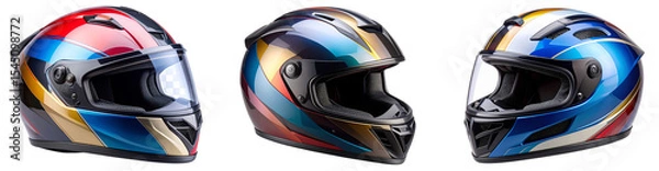 Obraz Close-Up of Sporty Motorcycle Helmet with Visor and Vent Details, isolated on transparent background PNG