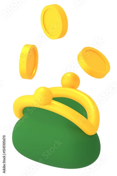 Obraz がま口財布とコイン