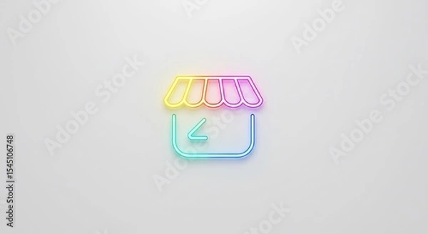 Obraz Rainbow Neon Pixel Store Icon on White Background