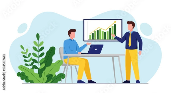 Obraz Business Meeting Analyzing Growth Chart & Strategy Presentation