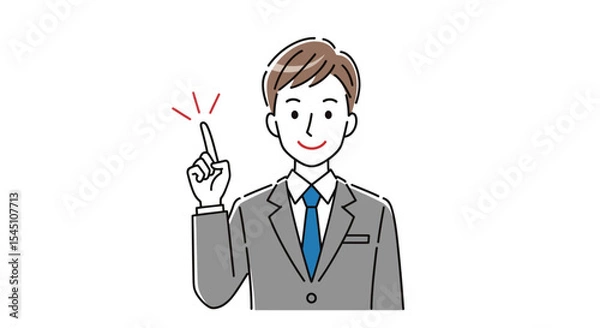 Obraz Businessman with an Idea  Illustration of a Man in a Suit Pointing Upward