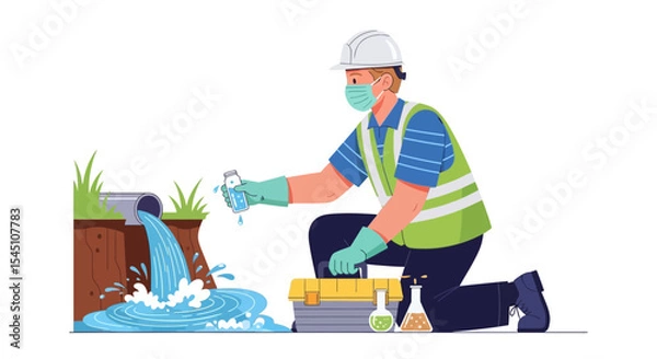 Obraz Water Quality Inspection Environmental Technician Testing Effluent