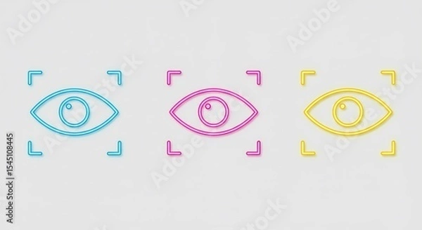 Obraz Three Colorful Pixel Eye Icons in Frames