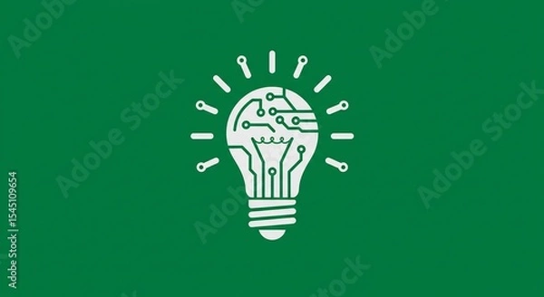 Obraz White Lightbulb Circuit Design on Green Background