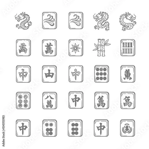 Obraz doodle icon illustration mahjong 