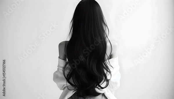 Obraz 검은 긴생머리 여성의 뒷모습