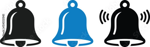 Fototapeta Black and Blue Bell Notification Icons Set for Website, App, and UI Design

