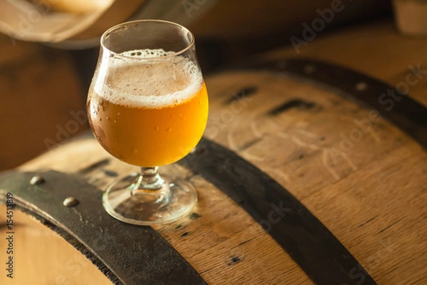 Obraz Light beer on a barrel