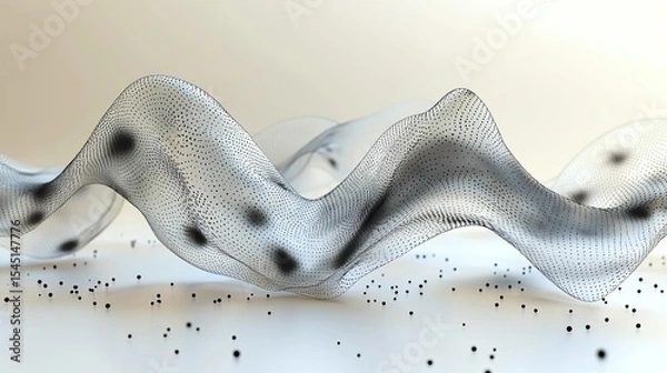 Fototapeta Abstract Wave with Black Dots Digital Art