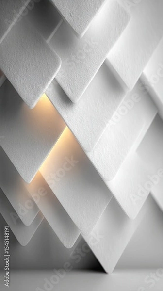 Fototapeta Abstract White Geometric Background with Layered Soft Edges and Bright Light