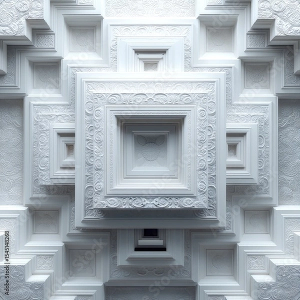 Fototapeta Abstract White Geometric Tile Pattern