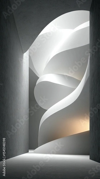 Fototapeta Abstract White Spiral Form in Grey Architecture