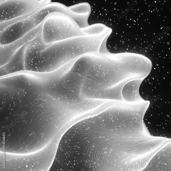 Fototapeta Abstract White Mesh Wave Digital Background