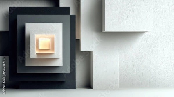 Fototapeta Abstract Layered Squares Background with Glowing Light