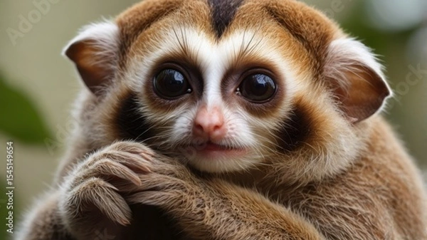 Obraz pair of northern slow lorises perched on jungle branch