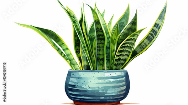 Obraz Clipart of watercolor Snake Plant in the pot